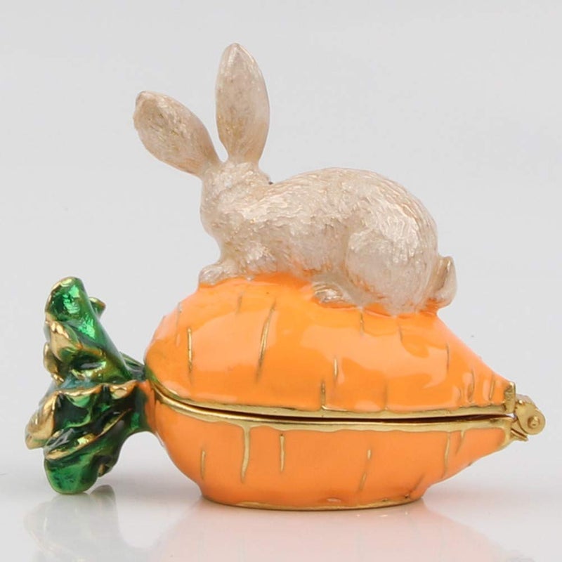 SEVENBEES Hand Painted Rabbit Figurine Enamel Hinged Jewelry Trinket Box - Image 2